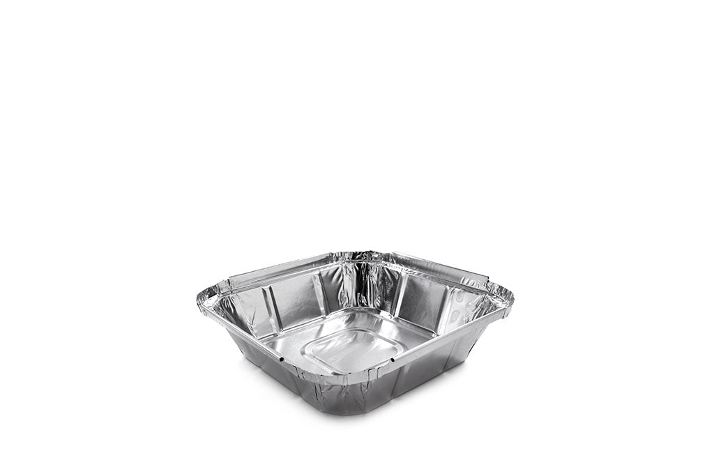 Aluschale, Alu-Menüschale, ungeteilt, hochstehender Rand für Alukarton-Deckel, 560 ml, 160 x 160 x 32 mm, Typ R25L/R104L